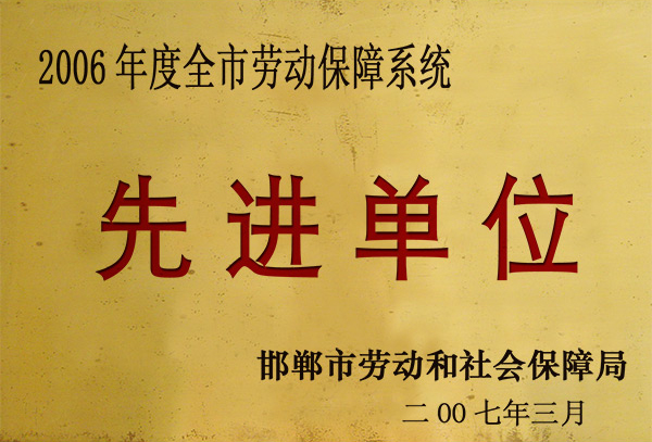 二OO六年度劳保先进单位